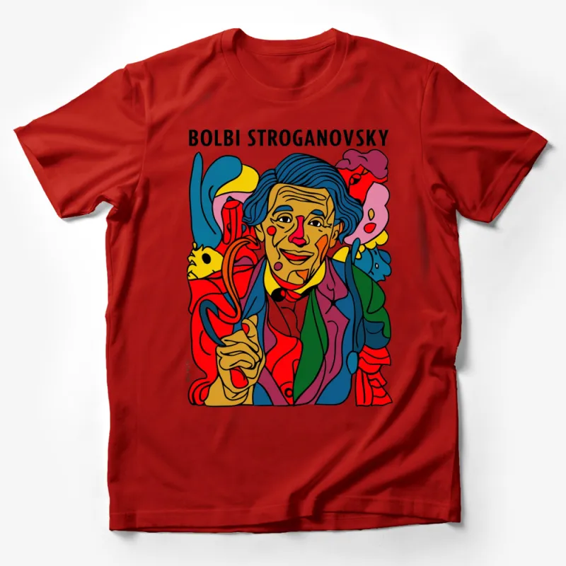 Bold Colorful Bolbi Stroganovsky Cartoon Art T-Shirt, Fun Vibrant Character Tee, Unisex Fashion Male T-Shirt