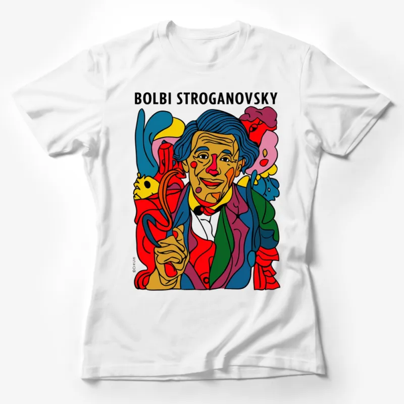 Bold Colorful Bolbi Stroganovsky Cartoon Art T-Shirt, Fun Vibrant Character Tee, Unisex Fashion Female T-Shirt