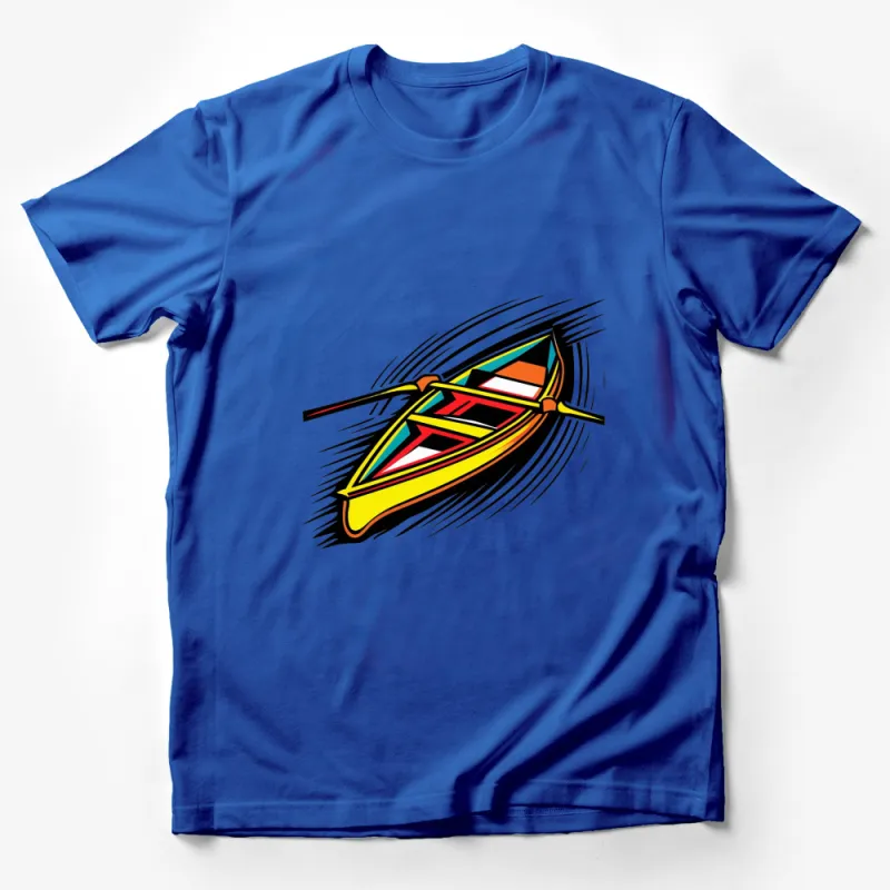 Colorful Canoe Graphic T-Shirt, Vibrant Paddle Boat Design, Unisex Fashion Tee, Casual Wear Male T-Shirt