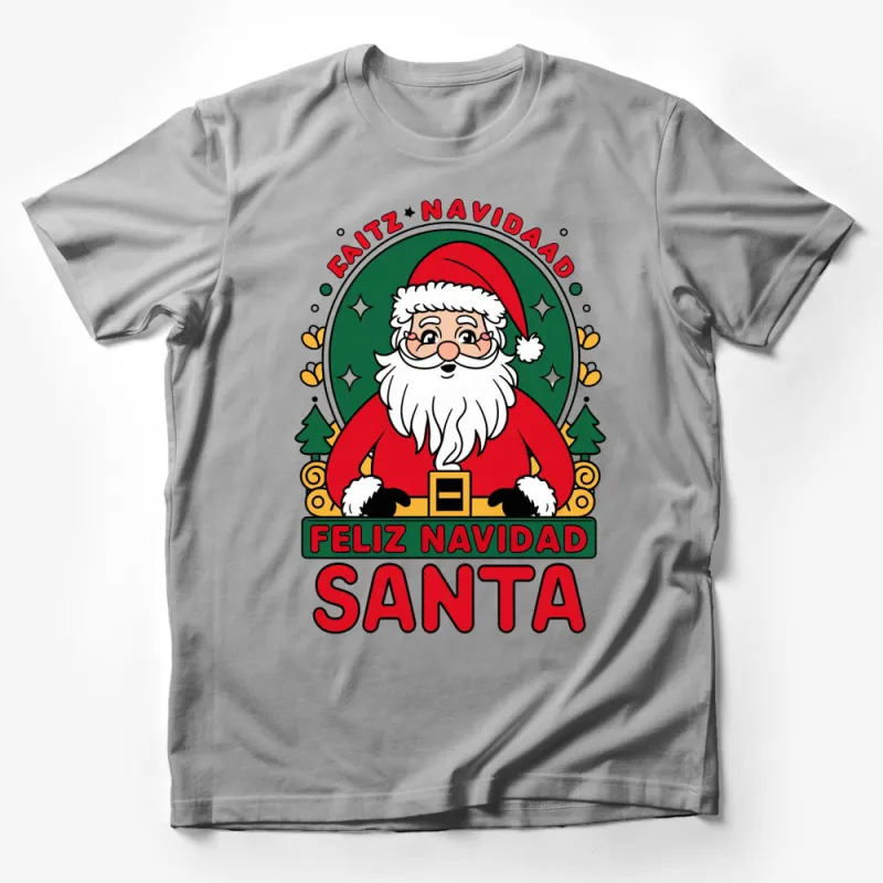 Feliz Navidad Santa Clause T-Shirt, Festive Holiday Christmas Tee, Unisex Adult and Kids Sizes Male T-Shirt