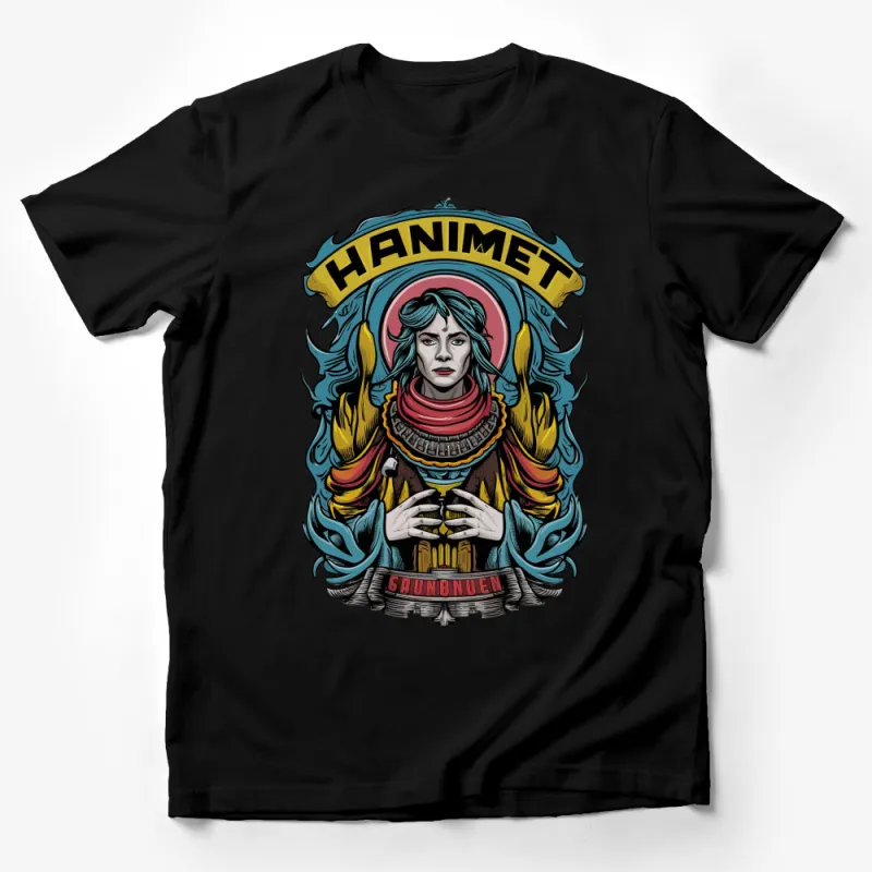 Vintage Hanimet Graphic T-Shirt, Retro Style Colorful Woman Illustration, Unique Fashion Tee Male T-Shirt