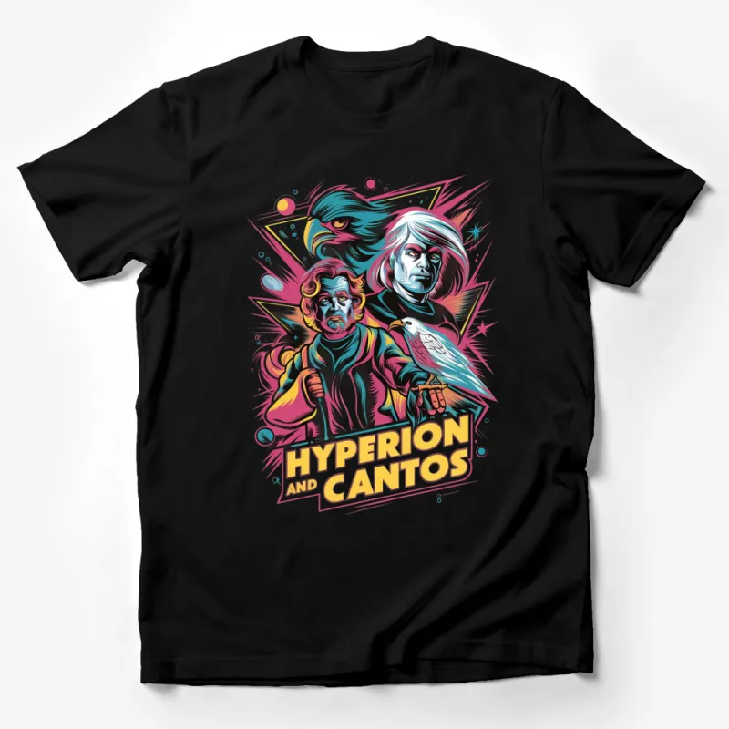 Hyperion and Cantos Colorful Retro T-Shirt, Vintage Pop Art Style Tee, Unique Graphic Design Shirt, Bold Colors Male T-Shirt