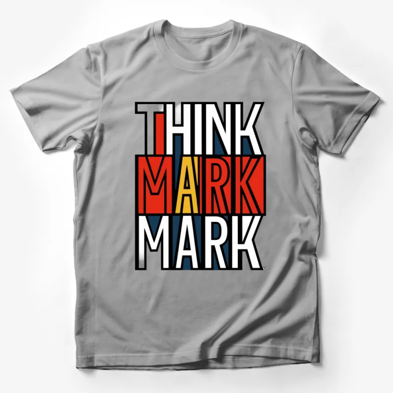 Colorful Think Mark Graphic T-Shirt, Bold Text Typography Shirt, Unisex Fashion Tee Male T-Shirt