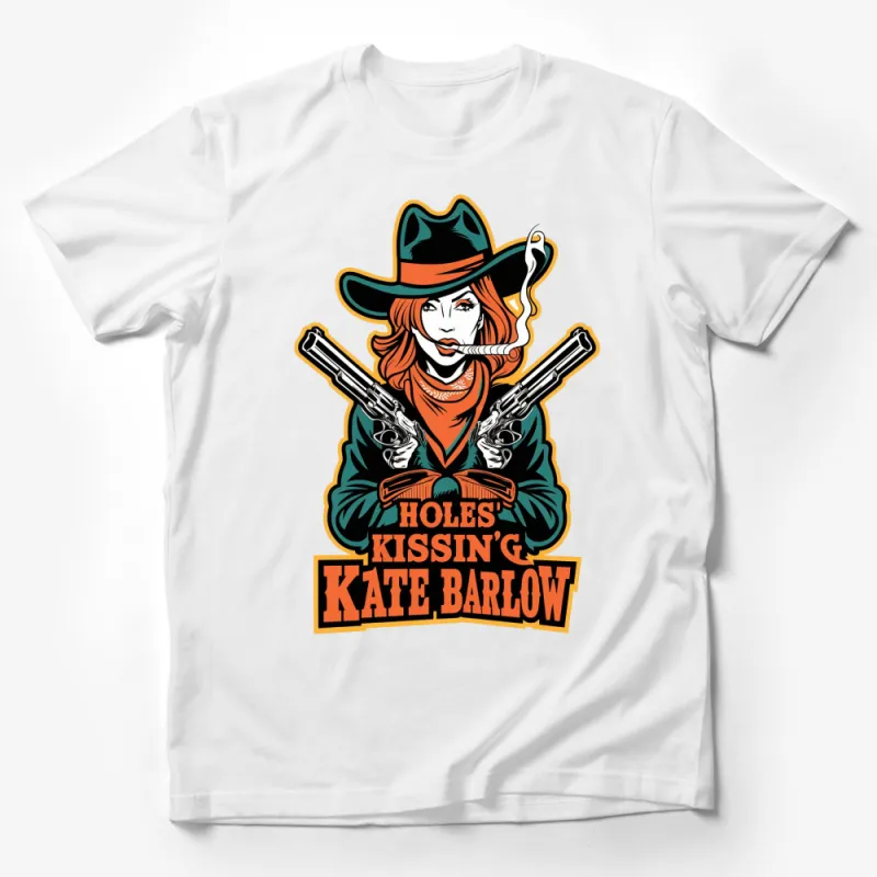 Vintage Western Cowgirl T-Shirt, Retro Kissin' Kate Barlow Graphic Tee, Unique Wild West Design, Gift for Film Fans Male T-Shirt