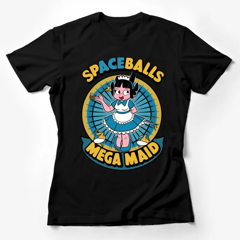 Spaceballs Mega Maid Cartoon Character T-Shirt, Fun Retro Movie Fan Apparel, Unique Gift for Sci-Fi Lovers Female T-Shirt