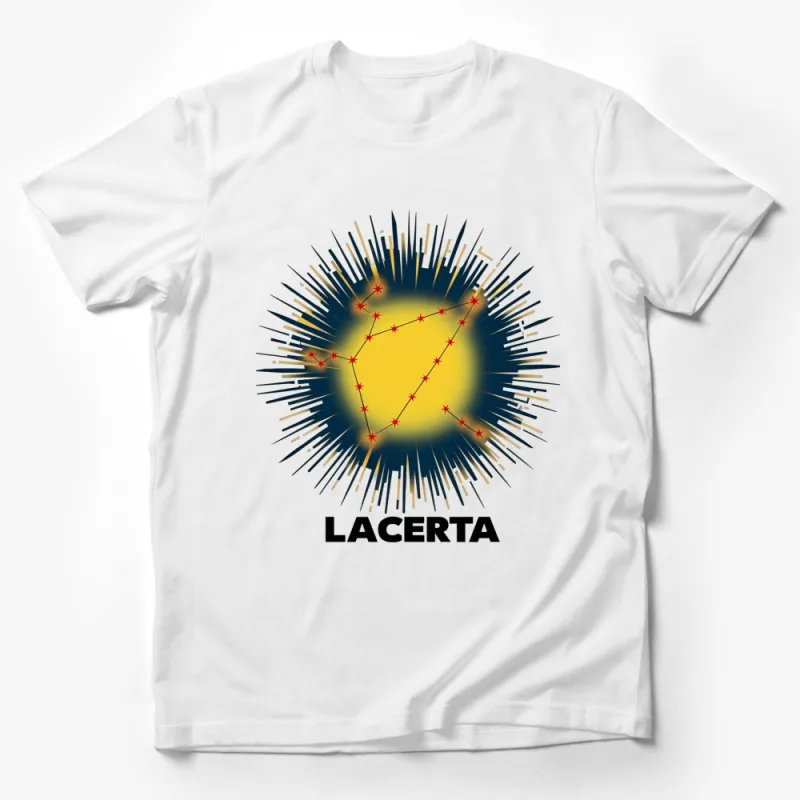 Lacerta Constellation Starburst Graphic T-Shirt, Yellow and Blue, Astrology Lover Tee, Unisex Male T-Shirt