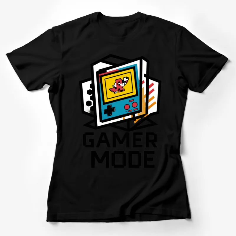 Retro Gamer Mode T-Shirt, Vintage Video Game Controller Graphic Tee, Pixel Art Gaming Shirt Female T-Shirt