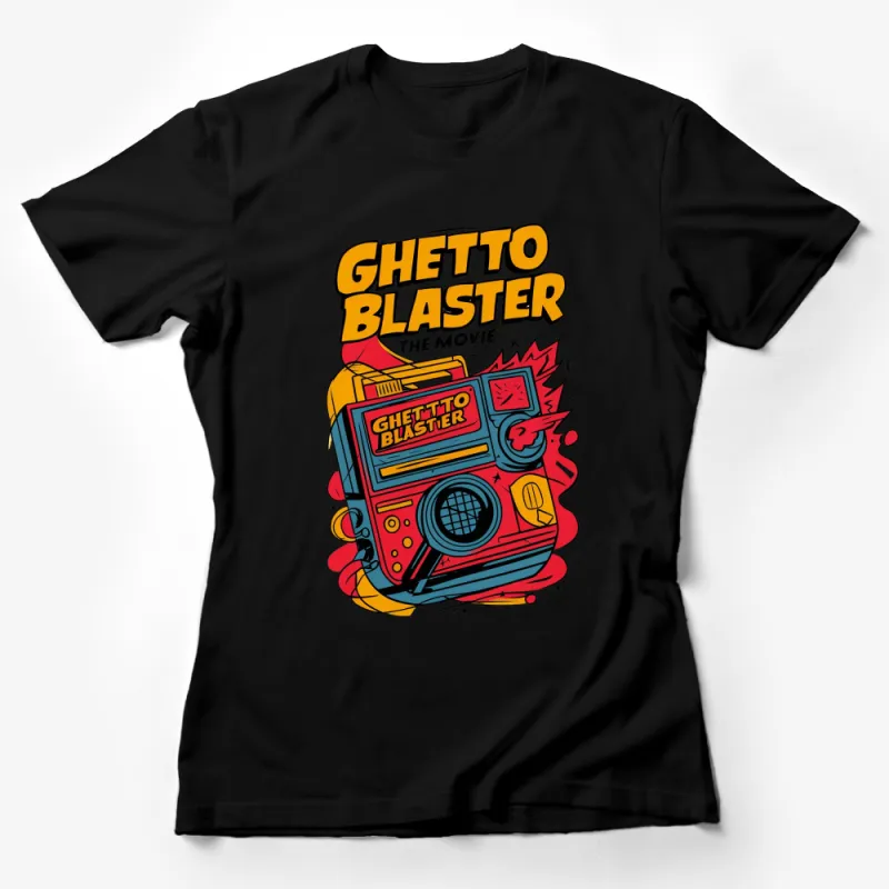 Retro Ghetto Blaster Movie T-Shirt, Vintage Boombox Graphic Tee, Colorful 80s Style Shirt Female T-Shirt