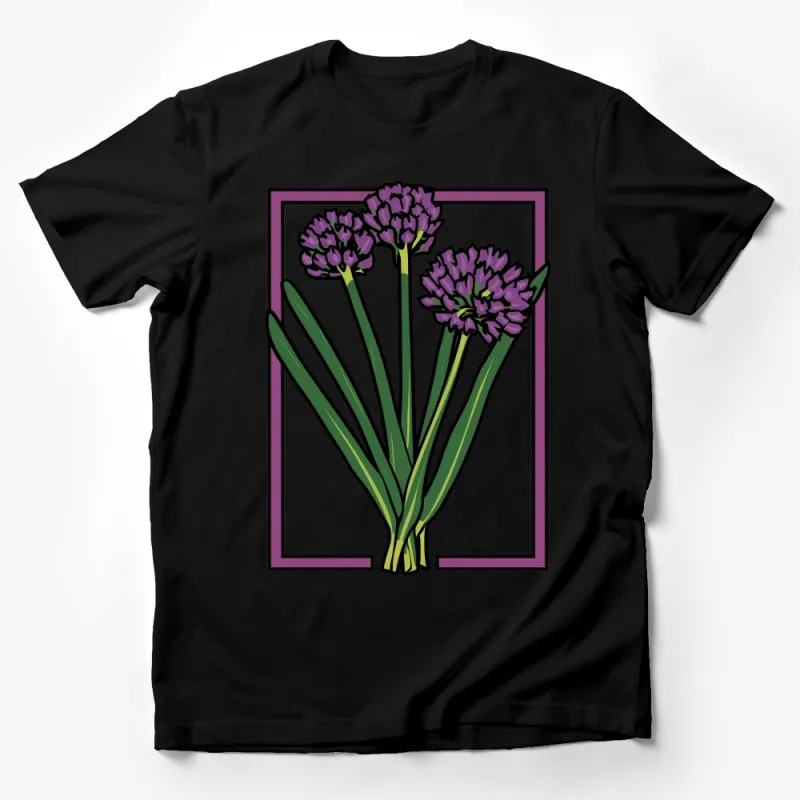 Purple Floral Bouquet T-Shirt, Lavender Flower Graphic, Botanical Illustration Tee, Gardener Gift, Unisex Male T-Shirt