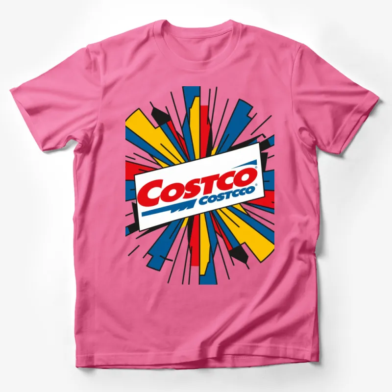 Retro Costco Logo T-Shirt, Colorful Explosion Graphic Tee, Unique Casual Wear Male T-Shirt