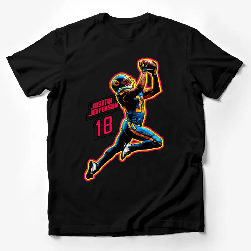 Justin Jefferson #18 Athletic Graphic T-Shirt, Bold Sports Player Apparel Male T-Shirt