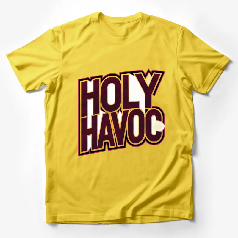 Holy Havoc Bold Graphic Tee, Trendy Vintage Style T-Shirt, Unisex Casual Wear Male T-Shirt