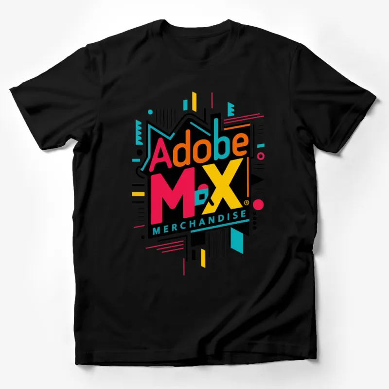 Adobe MAX Merchandise Colorful Graphic T-Shirt, Geometric Patterned Designer Tee Male T-Shirt