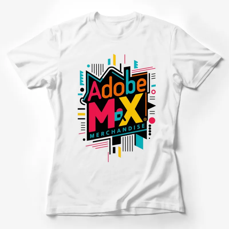 Adobe MAX Merchandise Colorful Graphic T-Shirt, Geometric Patterned Designer Tee Female T-Shirt