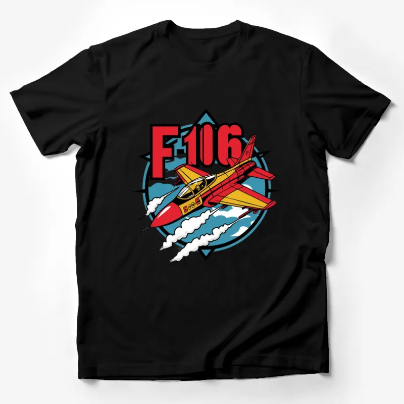 Vintage F-106 Jet Fighter Graphic T-Shirt, Retro Military Aircraft Shirt, Cool Pilot Gift, Colorful Plane Design Tee Male T-Shirt