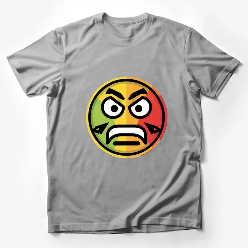 Colorful Angry Emoji Face T-Shirt, Unisex Graphic Tee, Unique Emoji Art Design for All Ages Male T-Shirt