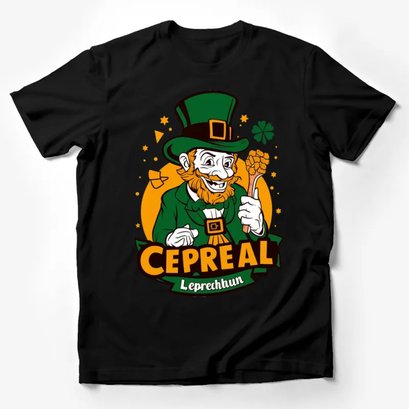 St. Patrick's Day T-Shirt, Leprechaun Graphic Tee, Irish Festival Clover Shirt Male T-Shirt