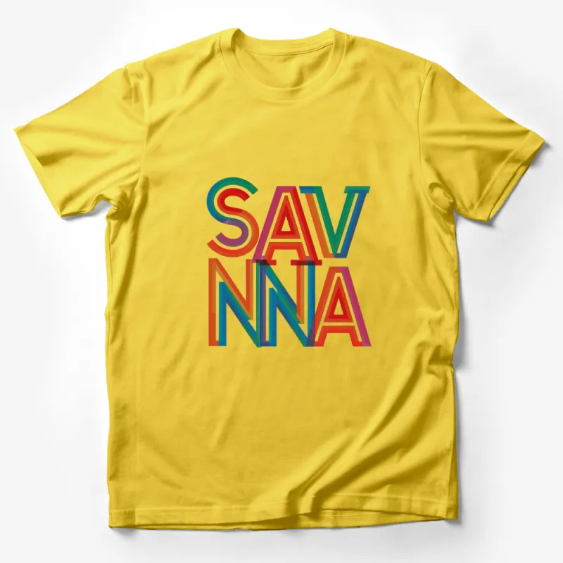 Colorful Savannah Text Graphic T-Shirt, Unisex Fashion Bright Typography Tee, Unique Gift Idea Male T-Shirt