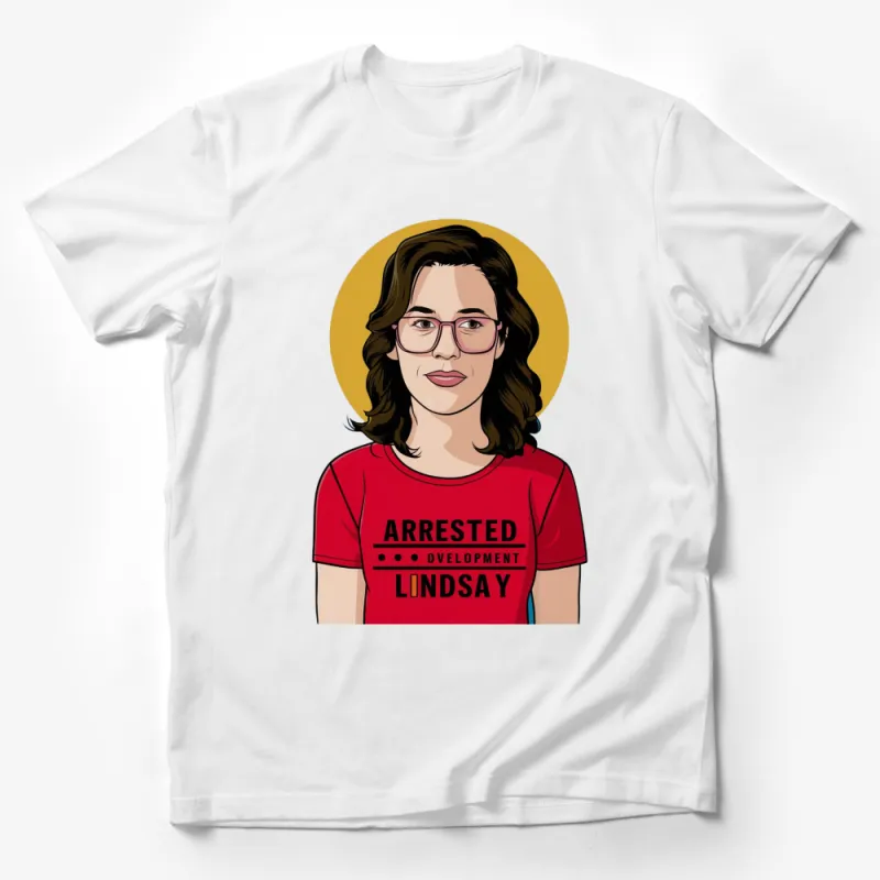 Arrested Development Lindsay Inspired Graphic T-Shirt, Red Cotton Tee, Fan Art Apparel Male T-Shirt