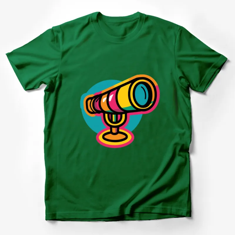 Colorful Vintage Telescope Design T-Shirt, Retro Astronomy Tee, Gifts for Stargazers Male T-Shirt