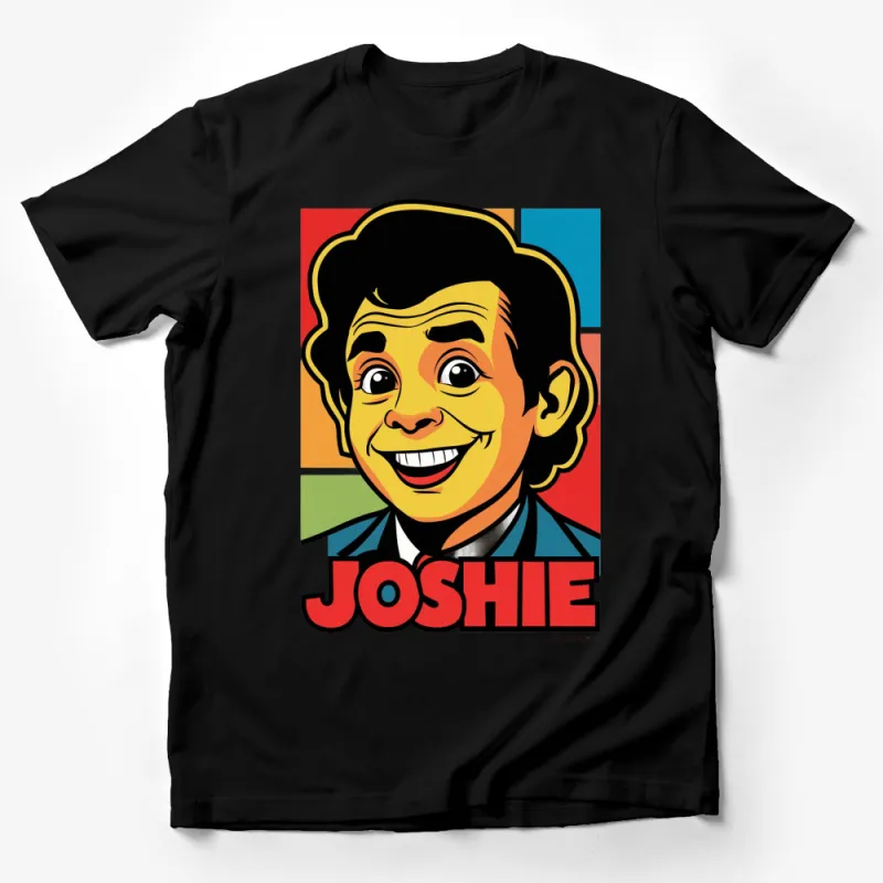 Retro Joshi Pop Art Style Graphic T-Shirt, Colorful Vintage Cartoon Portrait Tee, Unisex Fashion Top Male T-Shirt