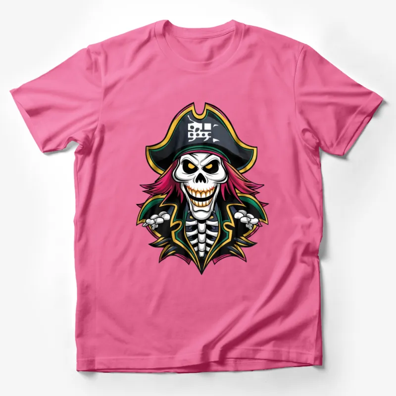 Pirate Skull Graphic T-Shirt, Colorful Skeleton Captain Design, Unisex Tee, Unique Halloween Apparel, Gift Idea Male T-Shirt