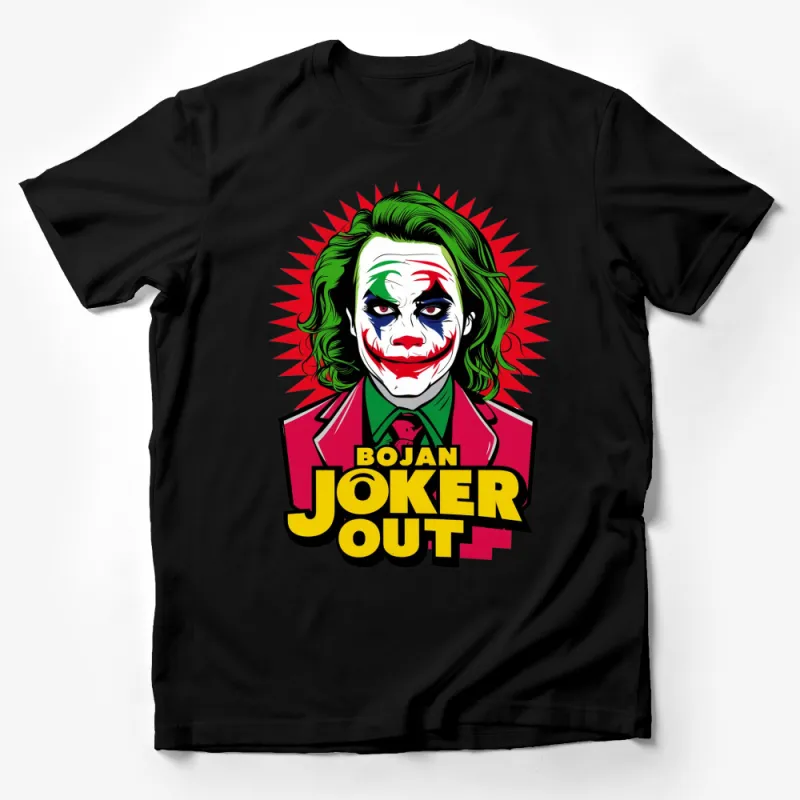 Vibrant Joker Graphic T-Shirt, Colorful Comic Book Style Tee, Pop Culture Villain, Fan Merchandise Male T-Shirt