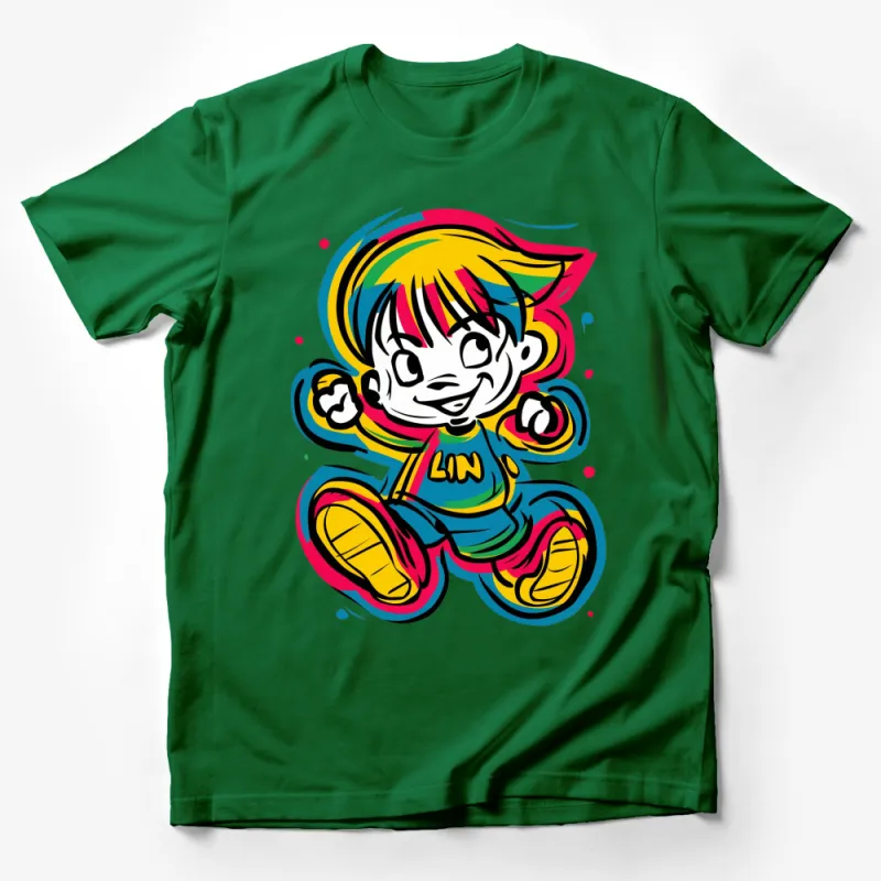 Colorful Cartoon Character T-Shirt, Vibrant Kid's Hero Tee, Unisex Youth Apparel Male T-Shirt