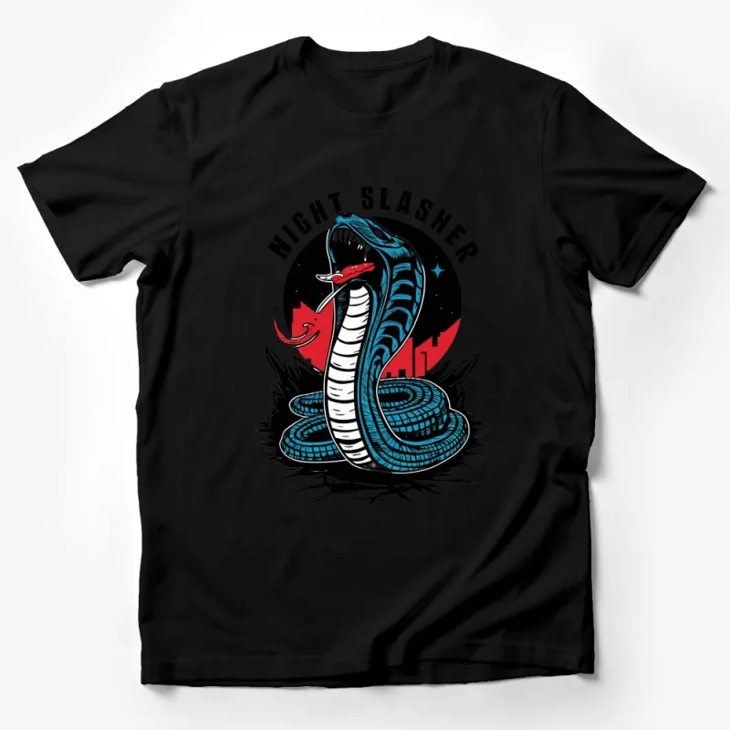 Night Slasher Snake Graphic T-Shirt, Retro Style Serpent Tee, Urban City Design, Unisex Shirt Male T-Shirt