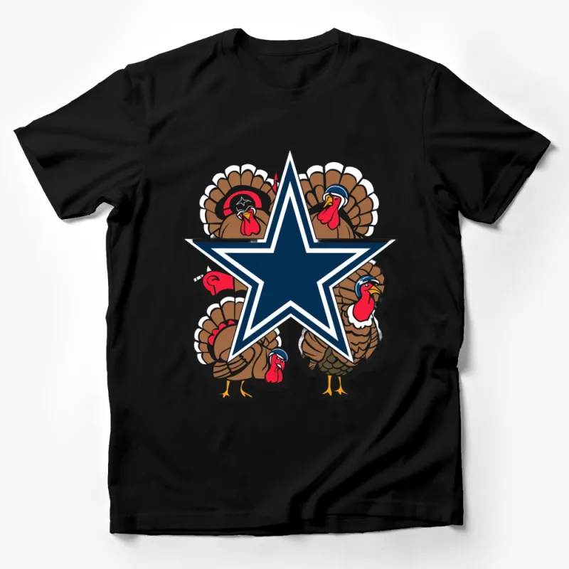 Patriotic Turkey T-Shirt with Star, Veteran Thanksgiving Turkey Tee, Festive Holiday Shirt Male T-Shirt