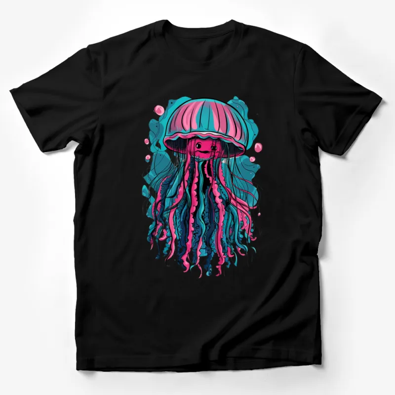 Colorful Jellyfish T-Shirt, Vibrant Ocean Life Graphic Tee, Unisex Adult Clothing, Marine Animal Print Male T-Shirt