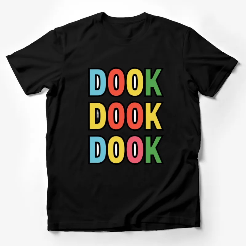 Colorful Dook Dook Dook Text Bold Graphic T-Shirt, Fun Quirky Pop Art Style Tee Male T-Shirt