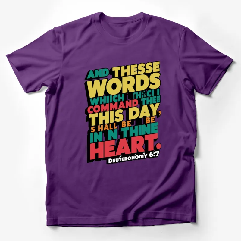 Colorful Deuteronomy 6:7 Bible Verse T-Shirt, Inspirational Scripture Quote, Christian Graphic Tee Male T-Shirt