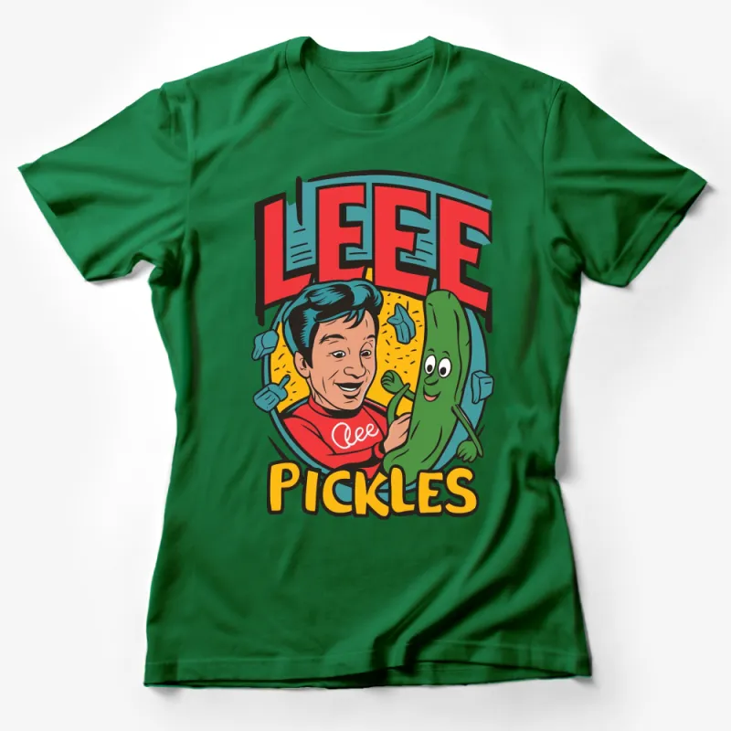 Retro Lee Pickles Cartoon T-Shirt, Vintage Pickle and Man Graphic Tee, Colorful Fun Shirt for All Female T-Shirt