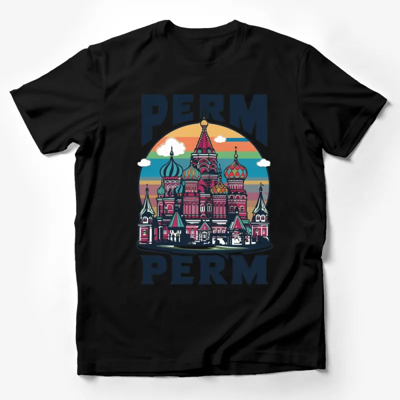 Colorful Perm City Skyline T-Shirt, Russian Landmark Graphic Tee, Moscow Inspired Design, Unisex Fashion Male T-Shirt