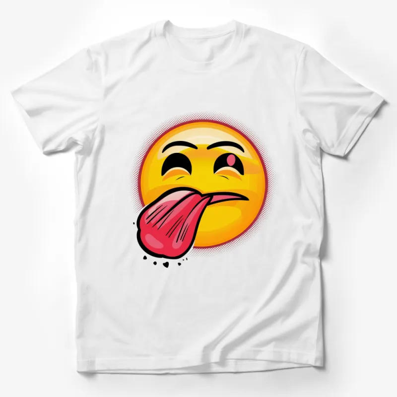 Playful Winking Face Emoji Tongue Out T-Shirt, Fun Graphic Tee for All Ages Male T-Shirt