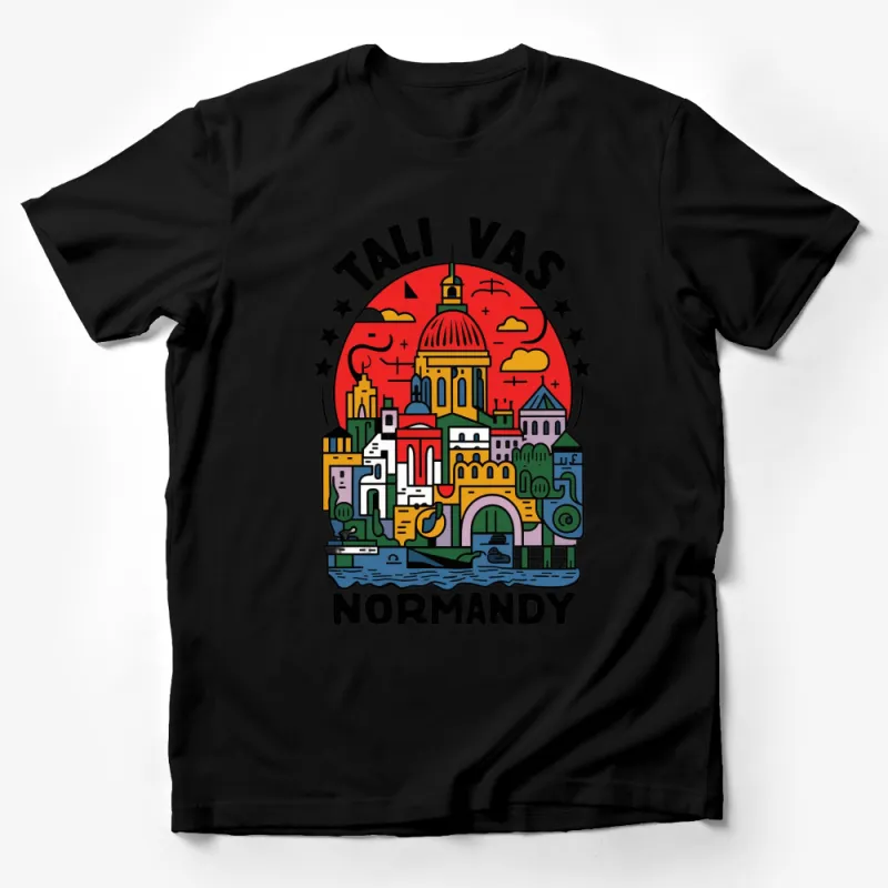 Vibrant Tali Vas Normandy Graphic T-Shirt - Colorful Cityscape Art Tee - Unisex Adult Casual Wear - Gift for Travelers Male T-Shirt