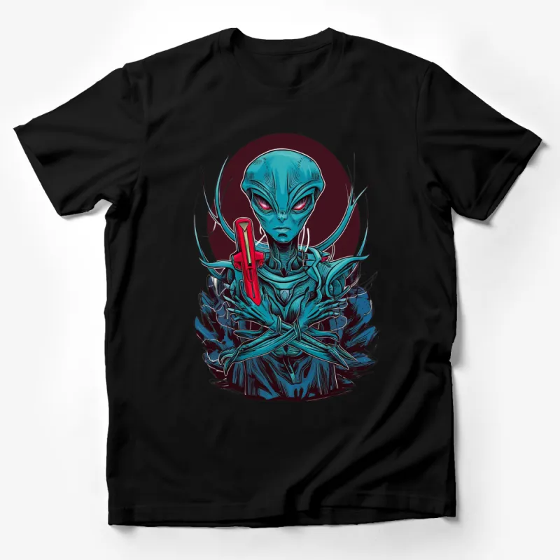 Alien Graphic T-Shirt, Extraterrestrial Being in Blue, Sci-Fi Lover Gift, Unisex T-Shirt Design Male T-Shirt