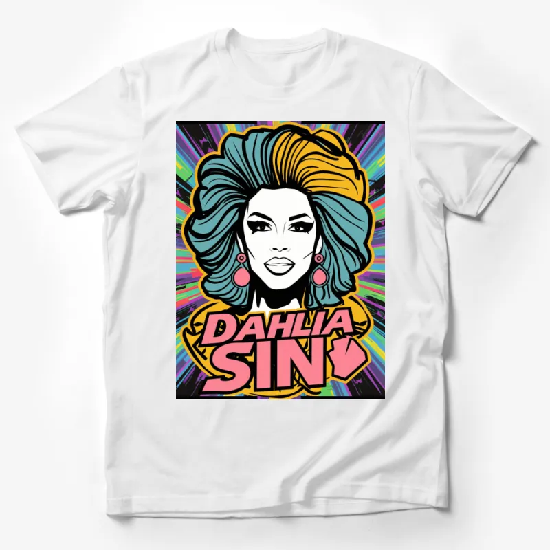 Colorful Pop Art Dahlia Sin T-Shirt, Bold Graphic Retro Fashion Tee, Unique Trendy Portrait Shirt Male T-Shirt