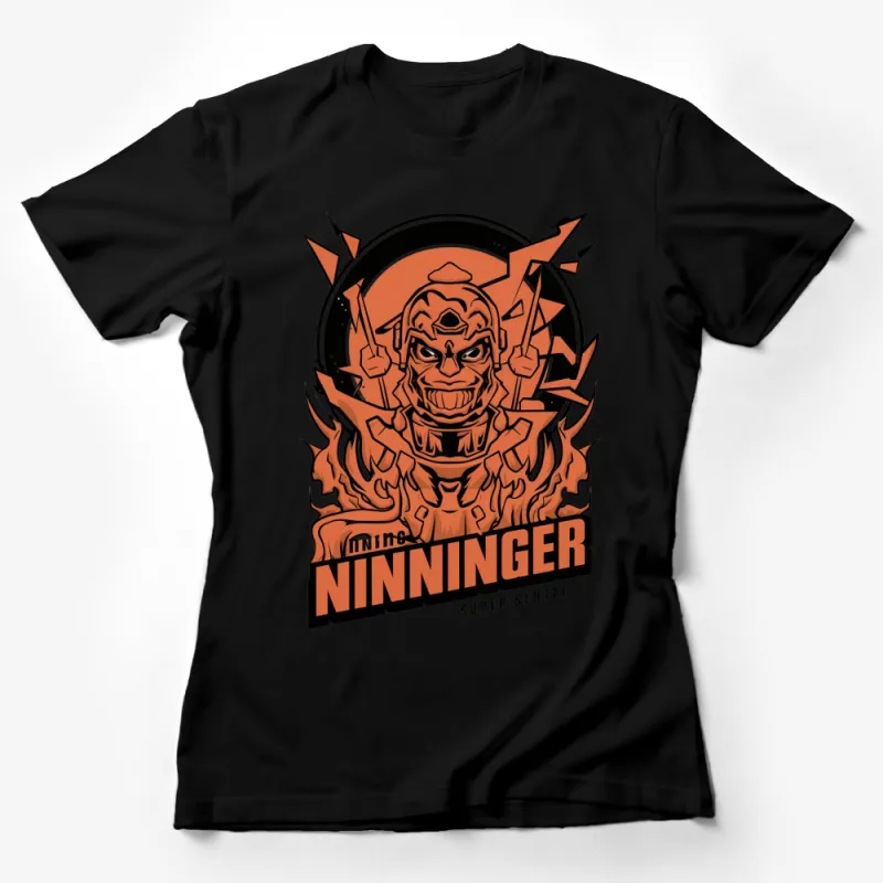 Ninninger Super Sentai Warrior Graphic T-Shirt, Japanese Animation Tee, Bold Orange Design Female T-Shirt