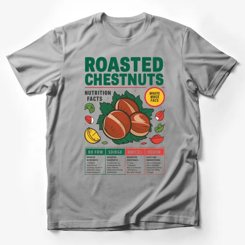 Roasted Chestnuts Nutrition Facts T-Shirt, Vintage Food Shirt, Retro Graphic Tee, Fun Educational Top Male T-Shirt