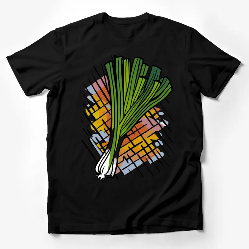 Colorful Leek Vegetable Graphic Tee, Vibrant Nature Inspired T-Shirt, Unique Plant Design Casual Wear Male T-Shirt