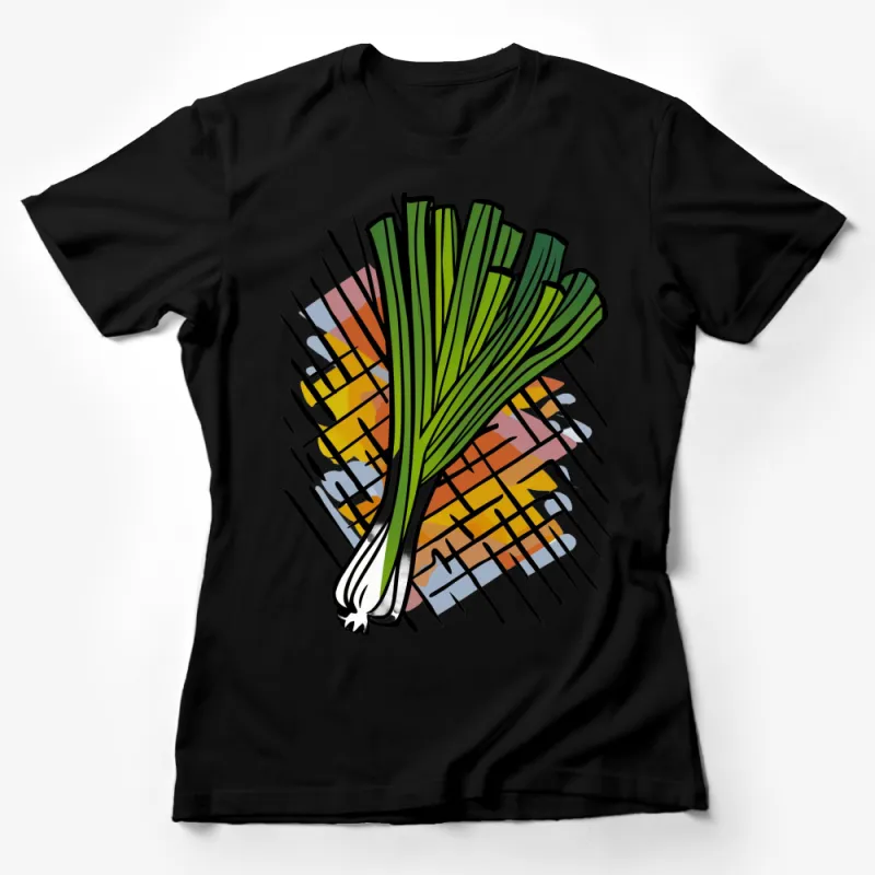 Colorful Leek Vegetable Graphic Tee, Vibrant Nature Inspired T-Shirt, Unique Plant Design Casual Wear Female T-Shirt