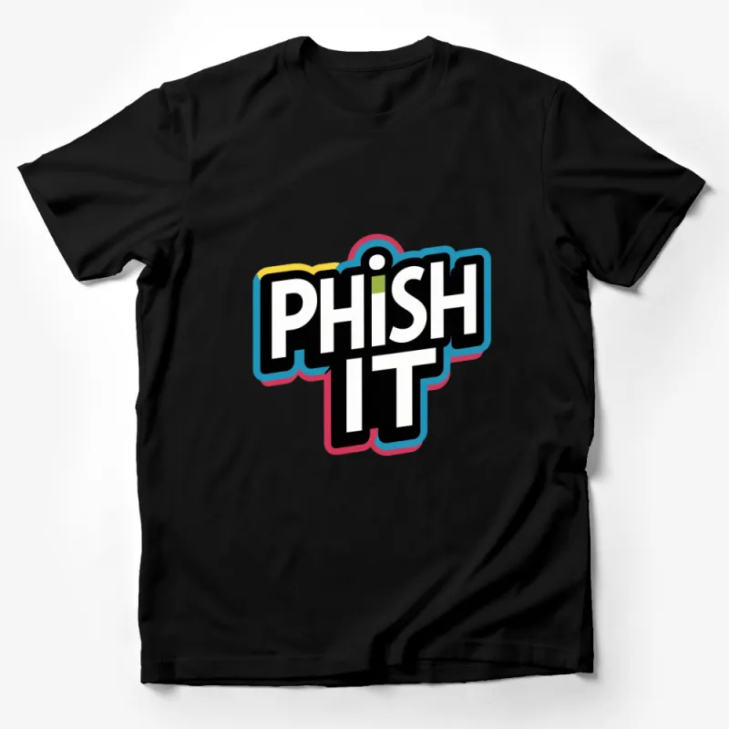 Bold Phish IT Logo T-Shirt, Colorful Retro Style Tee, Trendy Music Fan Apparel Male T-Shirt