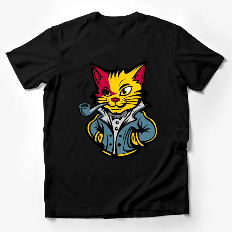 Vintage Cat T-Shirt, Retro Cartoon Cat with Pipe Graphic Tee, Unisex Fashion Casual Wear, Gift for Cat Lovers Male T-Shirt