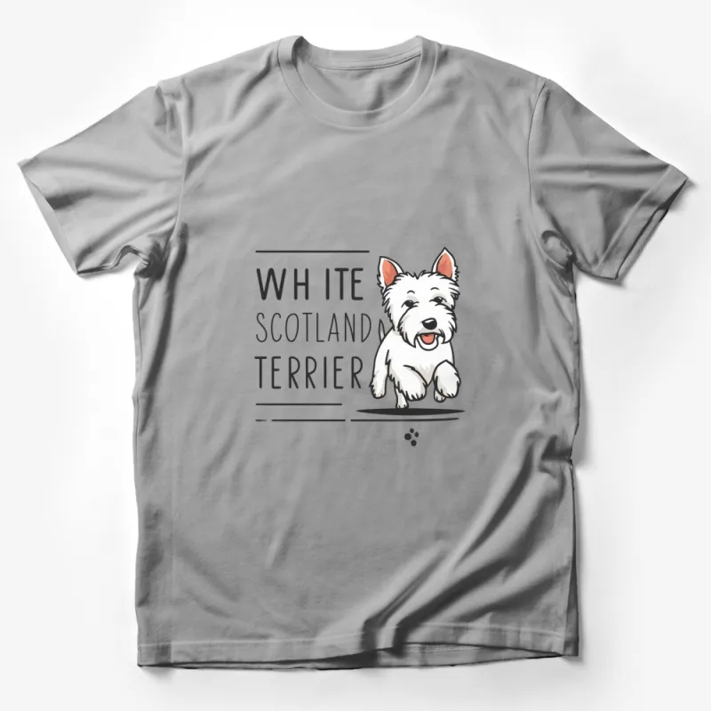 Cute White Scotland Terrier Dog T-Shirt, Cartoon Westie Lover Tee, Pet Owner Gift, Funny Dog Shirt, Animal Graphic Tee, Casual Wear Male T-Shirt