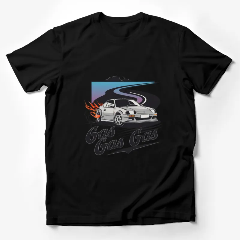 Gas Gas Gas Drift Car T-Shirt, Mountain Road Racing Graphic Tee, Automotive Enthusiast Apparel, Vintage Style Car Lover Gift Male T-Shirt