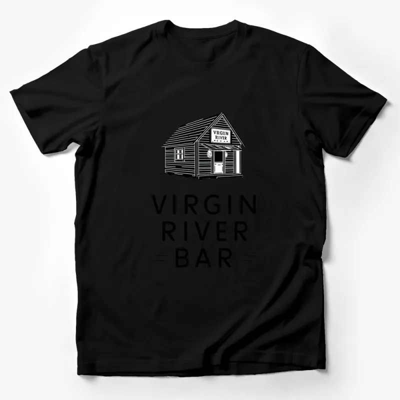 Virgin River Bar Graphic T-Shirt, Vintage Cabin Design, Black and White Tee, Unique Gift for TV Show Fans Male T-Shirt