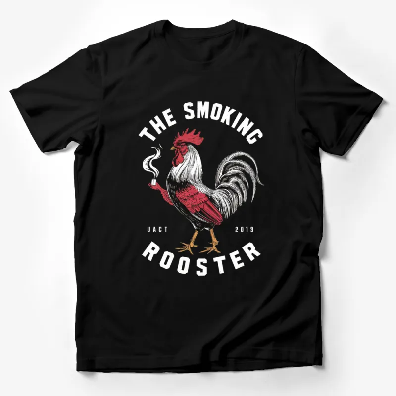 The Smoking Rooster Vintage Style T-Shirt, Unique Illustrated Chicken Tee, Fun Animal Graphic Shirt for Adults Male T-Shirt