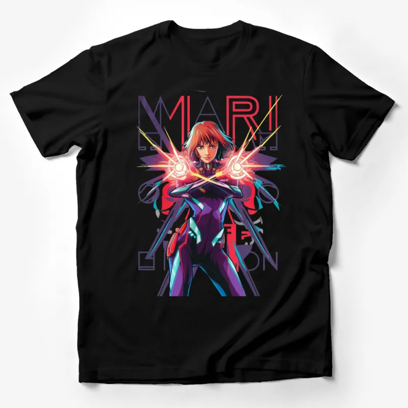 Anime Character Mari Neon Genesis Evangelion Inspired Unisex T-Shirt, Colorful Graphic Tee, Fan Art Apparel Male T-Shirt